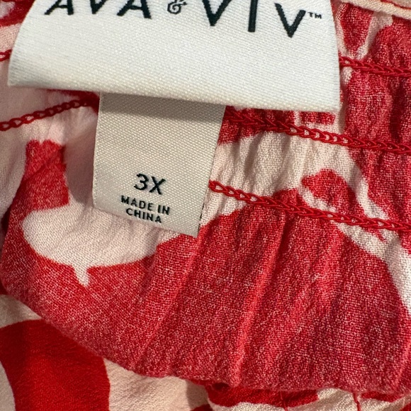 Ava & Viv Red and White Floral Casual Dress NWOT - Picture 2 of 4
